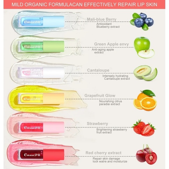 CmaaDU Clear Color Change Moisturizer Lip Gloss 06 Cherry Red NEW IN BOX - Picture 2 of 5